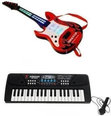 GOSHOPPE ENTERPRISES Combo of 37 Keys Piano & Musical Guitar with Light and Sound for Kids(Multicolor)
