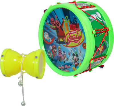 khushi enterprise Musical Medium Damru(8.3x10.2cm) with Small Damru(17.4x9.2cm)(Green)