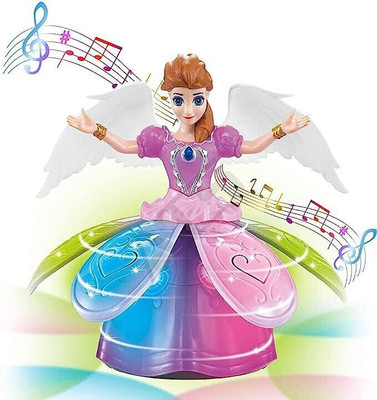 Mahi Zone Musical Angel Princess Toy Doll 360° Rotation Feature & 3D LED Lights_D28(Multicolor)