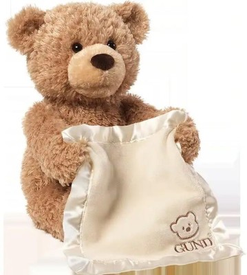 Amaflip Peekaboo Plush Doll Playing Hide and Seek Stuffed Sing Music Brown Teddy Bear(Brown)