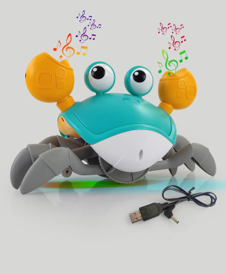 XUBIDO Dancing & Crawling Crab Toy with Lights, Music & Obstacle Sensor-Green(Green)