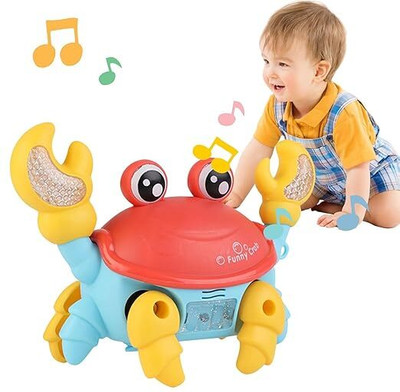 VIDORA Crab Baby Toy Crawling with Music and LED Light, Funny Wind-up Crab(Multicolor)
