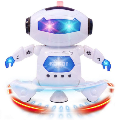 ShoptoAll 3D Lights and Music 360 Degree All Direction Movement Bump and Go Robot Toy(White)