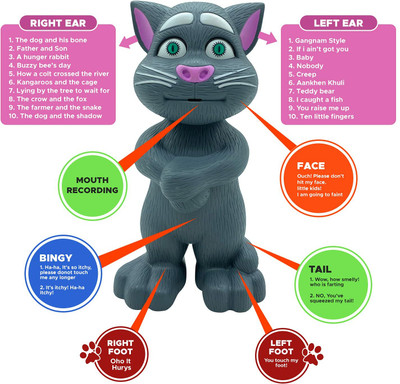 M Kids Talking Tom Cat, Speaking Robot Cat Repeats What You Say(Multicolor)
