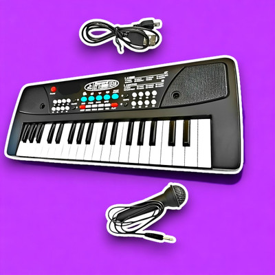 Just97 37-Key Musical Piano Keyboard with Microphone 430A1 Song Record Feaure_P232(Black)