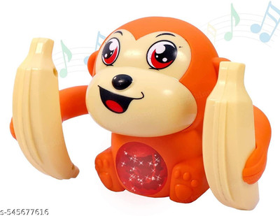 HOGOPOGO Clap & Dance Musical Monkey Toy with Lights and Bananas for Kids(Orange)