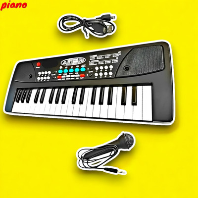 Mahi Zone 37-Key Musical Piano Keyboard with Microphone 430A1 Song Record Feaure_V36(Black)