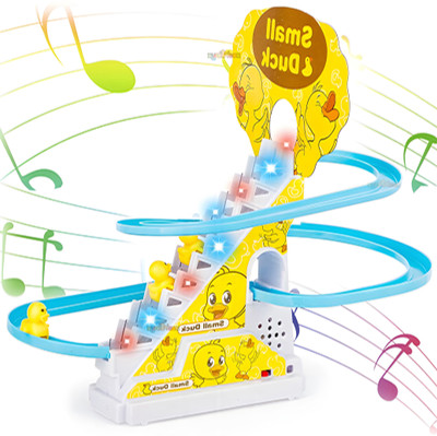 Zyqora Duck Slide Toy Set, Automatic Stair-Climbing Race Track Set Lights & Musical-19(Multicolor)