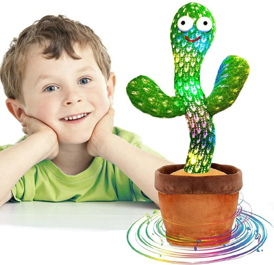 JR CLUB Smart Dancing Talking Cactus with LED Lights & Recording Function toy for kids(Multicolor)