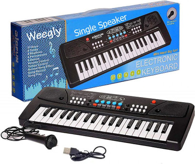 weegly 37 Keys Piano Keyboard Toy with Microphone, USB PowerCable(Multicolor)