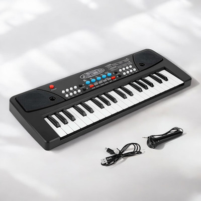 Mahi Zone 37-Key Musical Piano Keyboard with Microphone Songs Recording for Kids_N184(Black)