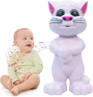 Akidzone Talking Tom Toy for Kids with Recording and Music Speaking Cat Doll (White)(White)