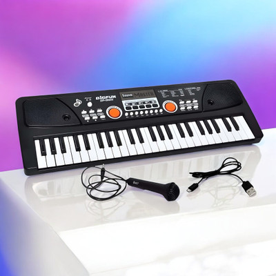 SNM97 49-Keys Musical Keyboard Piano with Mic for Kids Analog Portable Keyboard_A786(Black)