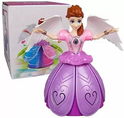 Mahi Zone Musical Angel Princess Toy Doll 360° Rotation Feature & 3D LED Lights_D331(Multicolor)