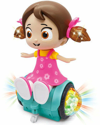 mega shine 360 Degree Rotating Musical Dancing Girl Toy, Dancing Doll with Flashing L(Multicolor)