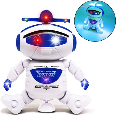 AZEENA Electric Dancing Robot Toy For Kids With LED Light, Musical Sound, 360° rotation(White, Blue)