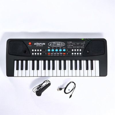 SNM97 37-Key Musical Piano Keyboard with Microphone Songs Recording for Kids_B2(Black)