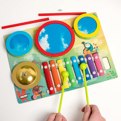 Little Mind Musical Instruments Set- Drum Set- Xylophone & Bell Toy(Multicolor)