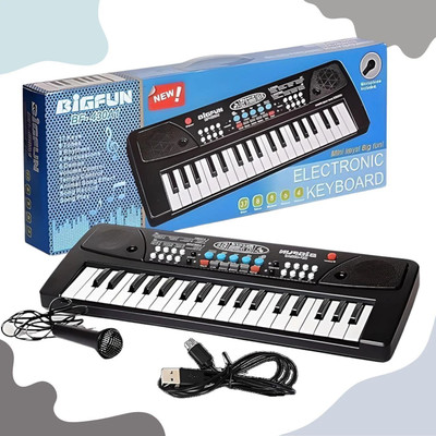 MM toys Kids Piano with Mic 37 Key 8 Rhythm 8 Tones 6 Demos Portable Electronic Keyboard(Black)
