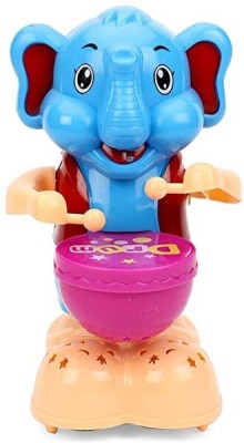 RS Toys Drummer Toy with Toy Light, Music and 360 Degree Rotation Toy (Elephant Drummer)(Multicolor)