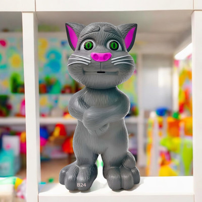 Mahi Zone Talking Tom Cat Toy For Kids Intelligent Speaking Repeats & Music_M212(Grey)