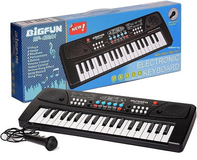 BIGFUN 37 Key Piano Keyboard With Recording, Mic & Type-C Power Cable(Black)