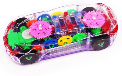 Aapaga Transparent Gear Car with Led Lights, music, 360 Degree Rotation, Bump & Go Toys(Multicolor)