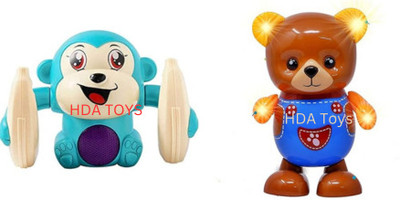 hda group Combo Pack of 2 Monkey & Dancing Bear toy(Multicolor)