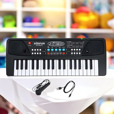 Mahi Zone 37-Key Musical Piano Keyboard with Microphone Songs Recording for Kids_D473(Black)