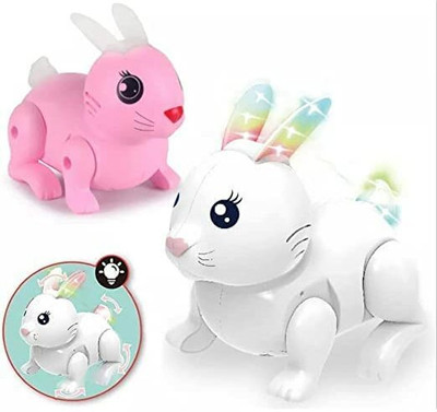 NIYAMAT Jumping and Walking Rabbit/Bunny, Sweet Sounds and Blinks Colored Lights(2023)(Multicolor)
