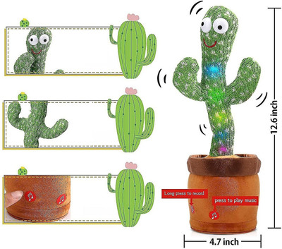 BMT Talking Cactus Baby Toy & Lighting, Recording Adjustable Volume Singing Cactus(Multicolor)