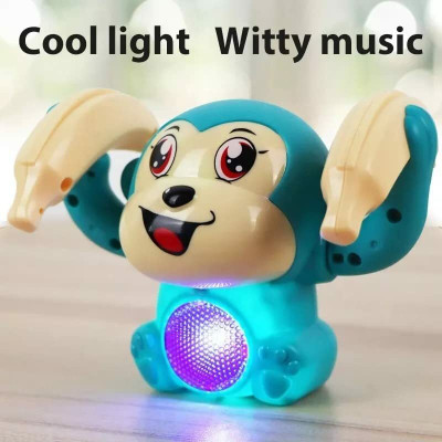 Lakshita Rotation Dancing & Spinning Rolling Monkey with Light & Sound Toy for Kids(Blue)