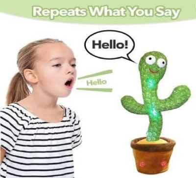 SHOP PLUS Big Size Cactus Toy For Kids With LIght And Music With Usb Cable Talk & Dancing(Multicolor)