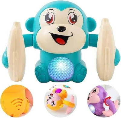 Puchu Dancing Musical Monkey Toy Spinning Rolling with Voice Light and Sound Effects(Purple)