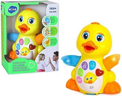 KNICKKNACK Duck Dancing Singing Crawling Baby Toys with Music Flashing Lights for Toddlers(Yellow)