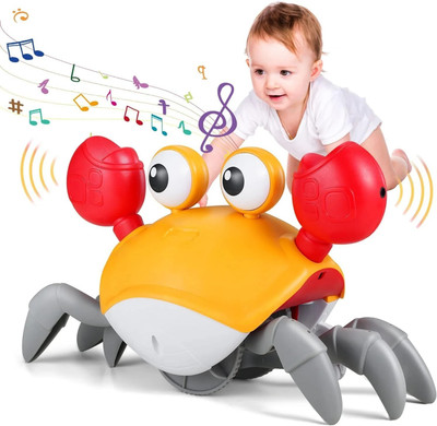 Braintastic Rechargeable Crawling Crab Baby Musical Toy with Led Lights(Yellow)