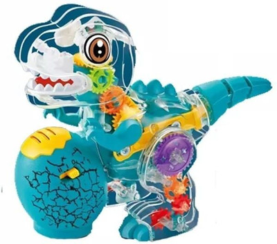 mega star 360 Degree Rotation Gear Simulation Mechanical Sound and Light Dino Toy(Multicolor)