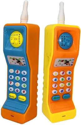 IndusBay 2 Pieces Cordless Musical Multifunction Mobile Phone Telephone Cellphone Toy(Multicolor)
