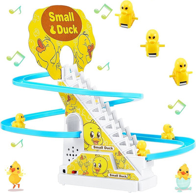 Zahuu Duck Track Automatic Stair-Climbing Duck Race For kids With 3 Duck(Yellow)