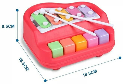 BMT Xylophone 2-in-1 Premium Piano 5 Key Scale Musical Toy For Kids - 768(Multicolor)