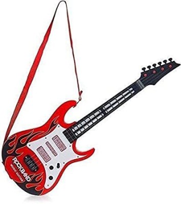 Sakshu Toys Music Guitar Red and Black Operated Music and Lights Rock Band Guitar(Multicolor)