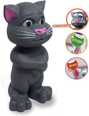 TOYACHI Talking Tom Cat Toy for Kids | Voice Repeating | Touch Activated 36(Grey)