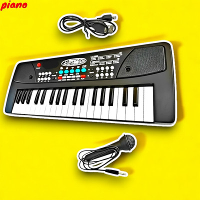 Just97 37-Key Musical Piano Keyboard with Microphone 430A1 Song Record Feaure_P56(Black)