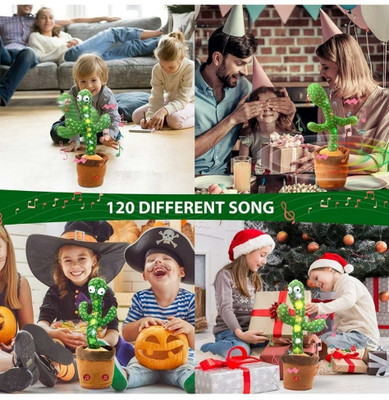 SALEOFF Dancing Talking Cactus Plush Toy, Wriggle, Singing, Repeat What You Say-661(Green, Brown)