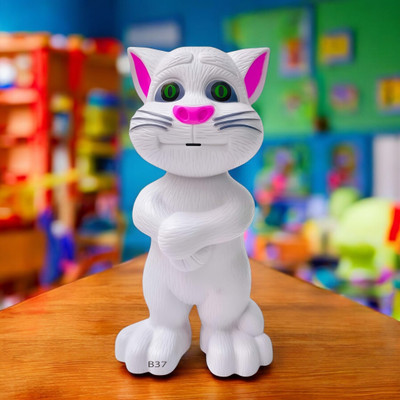 Just97 Talking Tom Cat Toy For Kids Intelligent Speaking Repeats & Music_695(White)