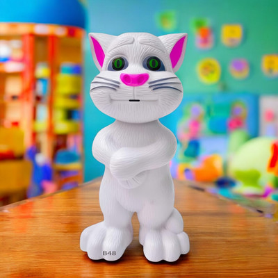 Kid Kraze Talking Tom Cat Toy For Kids Intelligent Speaking Repeats & Music_706(White)