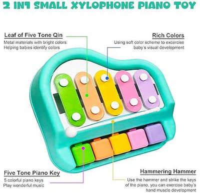 Rudra Musical Toy Piano Xylophone for Kids 2-in-1 Keyboard with Learning Toddlers(Multicolor)