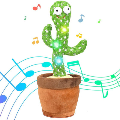SALEOFF Dancing Talking Cactus Plush Toy, Wriggle, Singing, Repeat What You Say-37(Green, Brown)