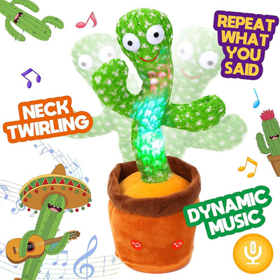 HouseOfCommon Dancing Cactus Musical Toy Can Sing, Wriggle & Repeat The Recording-11(Green, Brown)
