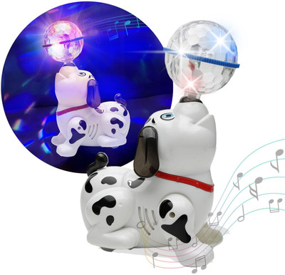 Chigy Wooh Dancing 360 degree Rotating Dog Toy with Music, Sound, 3D LED Light for Kids(White)